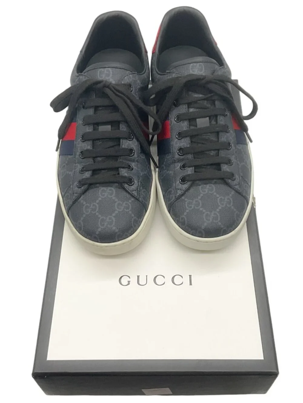 Gucci Men's Black Mono Ace GG Supreme Sneakers